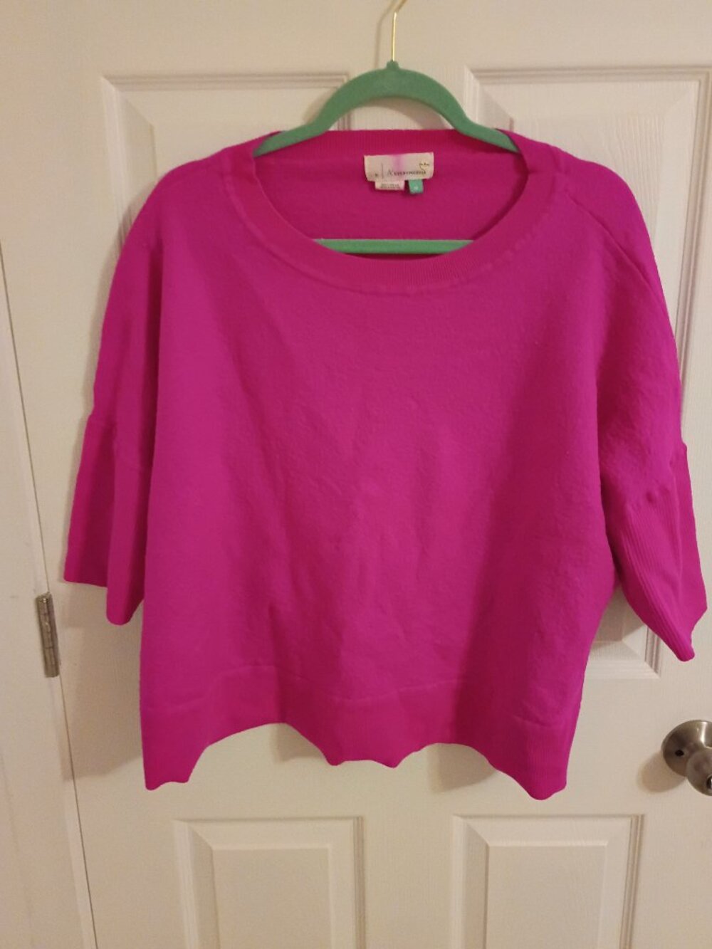Anthropologie Merino Sweater Size 3X Short Sleeve Cropped